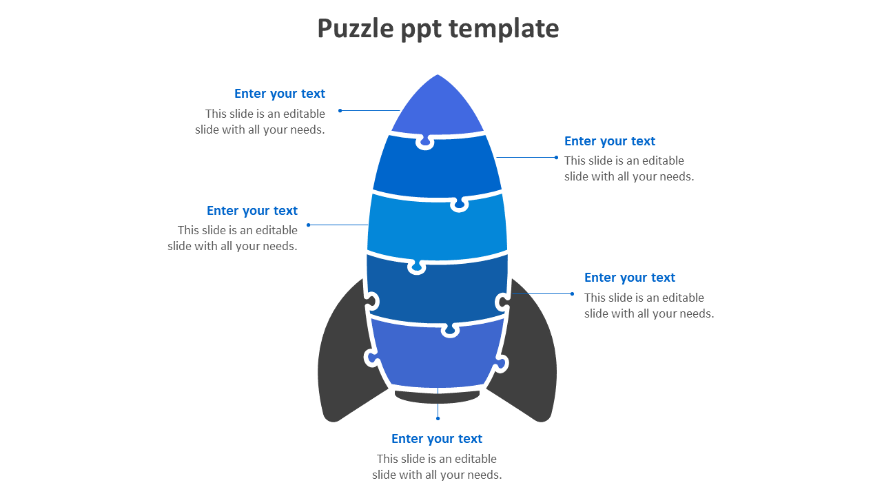 Free - Awesome Puzzle PPT Template In Blue Color Slide Model